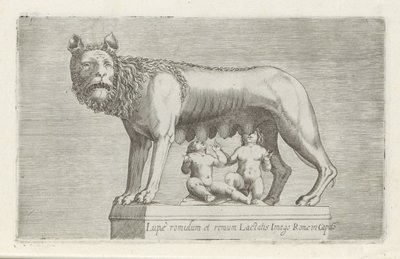 Sculptuur van de Lupa Capitolina die de tweeling Romulus en Remus zoogt door Anonymous