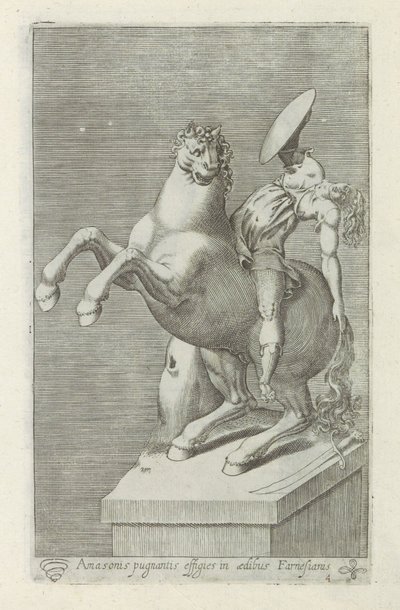 Sculptuur van een Amazone te paard door Anonymous