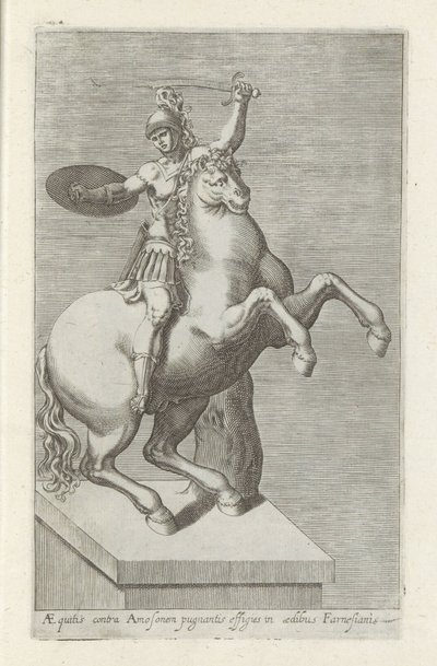 Sculptuur van een Romeinse soldaat te paard door Anonymous
