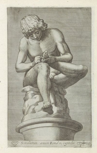 Sculptuur van een jongen met een doorn in de voet door Anonymous