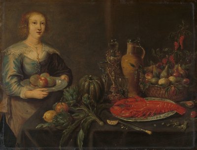 Dienaar bij een Voorraadtafel door Anonymous