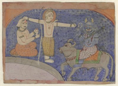 Shiva doodt Yama met zijn drietand door Anonymous