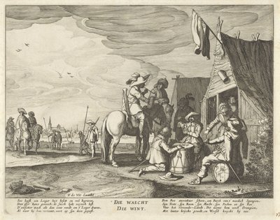 Soldaten voor een herberg door Anonymous