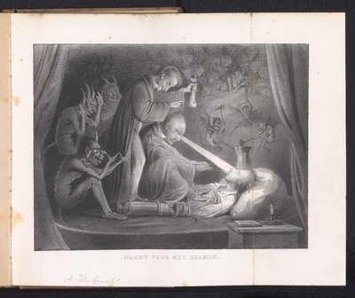 Spotprent in Leidse studentenalmanak, 1844 door Anonymous