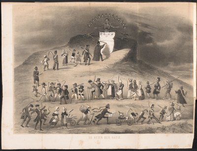 Spotprent in Leidse studentenalmanak, 1854 door Anonymous