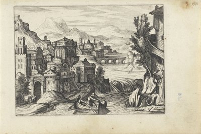 Stad aan een rivier door Anonymous