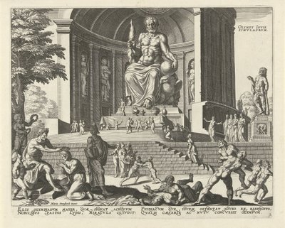 Standbeeld van Zeus in Olympia Olympy Iovis simvlacrvm De acht wereldwonderen door Anonymous