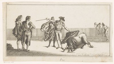 Stier gestoken door een matador door Anonymous