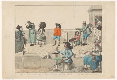 Straatverkopers en bedelaars op de Pont Neuf door Anonymous