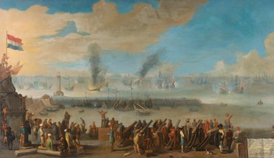 De slag bij Livorno (14 maart 1653) door Anonymous