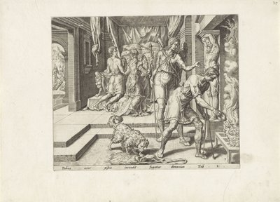 Tobias gooit de ingewanden van de vis in het vuur door Anonymous