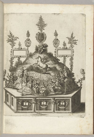 Toneel met Apollo op de Parnassus, 1594 door Anonymous