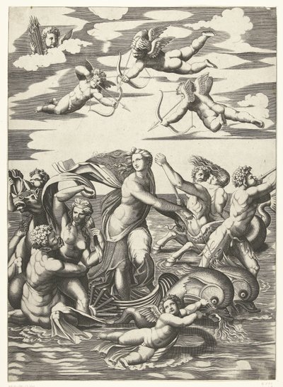 Triomf van Galatea met tritons en nereïden en putti door Anonymous