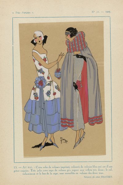 Très Parisien, 1923, No 11: 15. - AU BAL. - Deze fluwelen jurk... door Anonymous