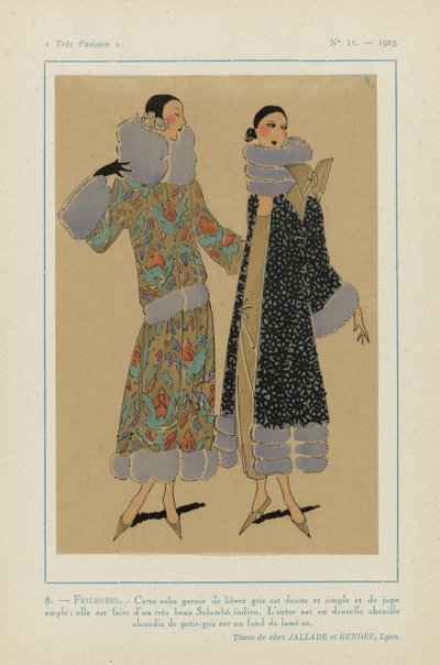 Très Parisien, 1923, No 11: 8. - FRILEUSES. - Deze jurk versierd met grijze haas door Anonymous