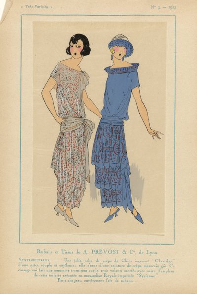 Très Parisien, 1923, No. 3: Rubans et Tissus de A. PRÉVOST...SENTIMENTALES... door Anonymous