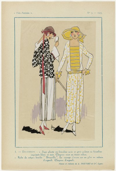Très Parisien, 1923, No 5: 1. - EXCURSION. - 1. Jupe plissée door Anonymous
