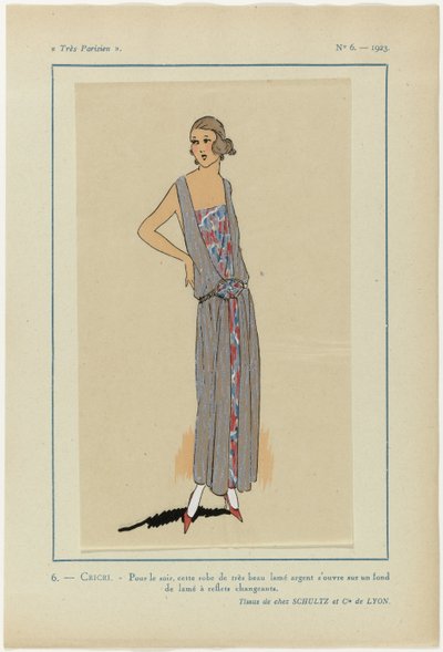 Très Parisien, 1923, No 6: 6.- CRICRI. - Voor de avond, deze jurk... door Anonymous