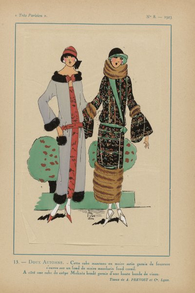 Très Parisien, 1923, No 8: 13.- DOUX AUTOMNE. - Deze manteljurk... door Anonymous