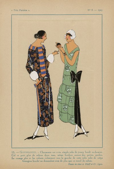 Très Parisien, 1923, No 8: 15.- GOURMANDISES. - Charmante est cette simple robe door Anonymous