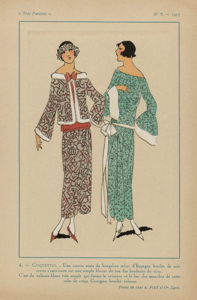 Très Parisien, 1923, No 8: 4. - COQUETTES. Une korte veste... door Anonymous