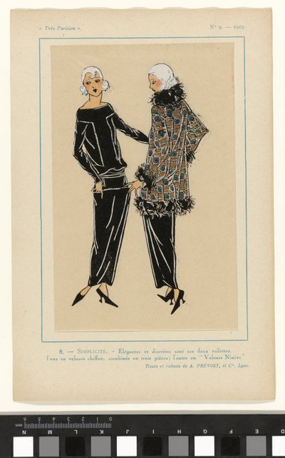 Très Parisien, 1923, No 9: 8. - SIMPLICITÉ. - Élégantes et discrètes... door Anonymous