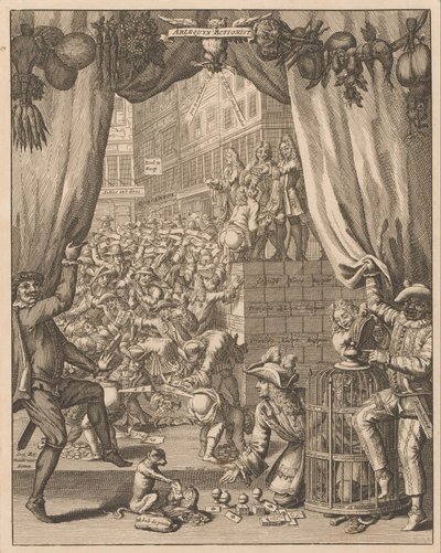 Uitleg van de plaat Harlekijn Actionist, 1720 door Anonymous