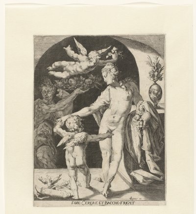 Venus met Amor en een faun door Anonymous