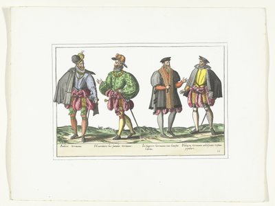 Vier mannen gekleed volgens de Duitse mode, ca. 1580 door Anonymous