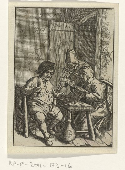 Vioolspeler bij een paar aan tafel (Het concert) door Anonymous