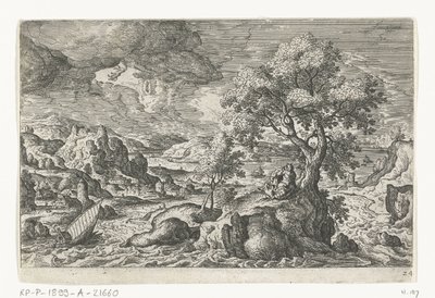 Visioen op een eiland Landschappen met mythologische en bijbelse voorstellingen (series title) door Anonymous