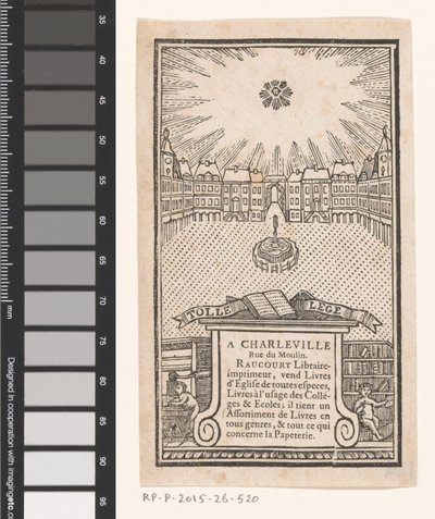 Visitekaartje van Jean-Baptiste-François Raucourt, boekhandelaar en drukker te Charleville door Anonymous