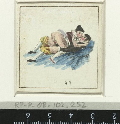 Vrijend paar, man en vrouw gekleed door Anonymous