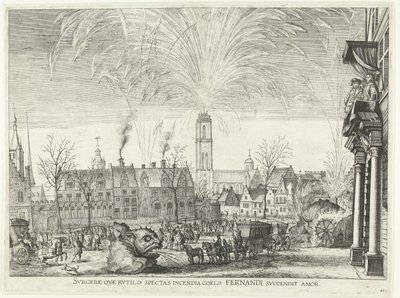 Vuurwerk; intocht van Ferdinand te Gent in 1635 door Anonymous