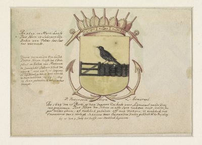 Wapen van Van Dorth en van admiraal Jacob Willekens en een leeg wapenschild door Anonymous