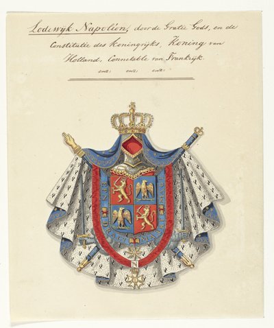 Wapenschild van Lodewijk Napoleon Bonaparte, koning van Holland door Anonymous