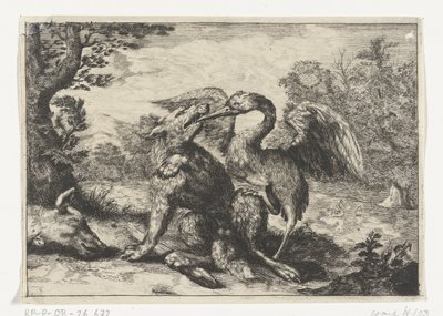 Wolf en kraanvogel door Anonymous