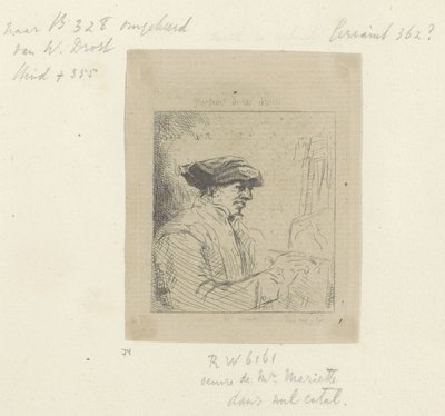 Zelfportret van Willem Drost voor de ezel door Anonymous