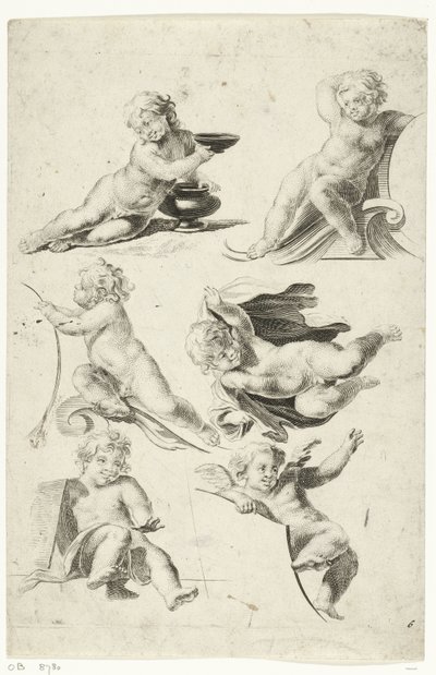 Zes putti door Anonymous