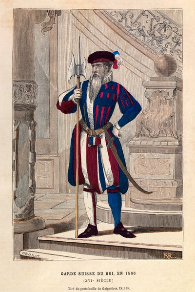 Een Zwitserse Garde van de koning in 1586 (Hendrik III) door Anonymous Anonymous