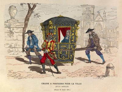 Een draagstoel voor de stad onder koning Lodewijk XIV in de 17e eeuw - privécollectie door Anonymous Anonymous