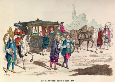 Een koets, regeerperiode van koning Lodewijk XIV in de 17e eeuw - privécollectie door Anonymous Anonymous