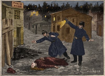 Een straat in Whitechapel - de laatste misdaad van Jack the Ripper door Anonymous Anonymous