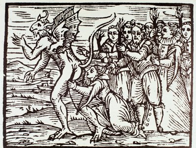 Een heks kust satan (Gravure) door Anonymous Anonymous