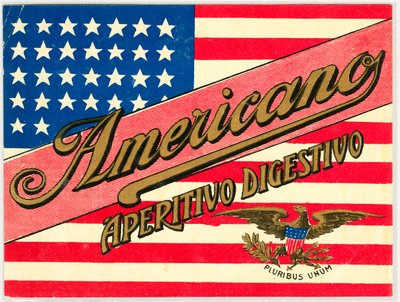 Advertentie voor Italiaanse short drink Americano, met Amerikaanse vlag door Anonymous Anonymous