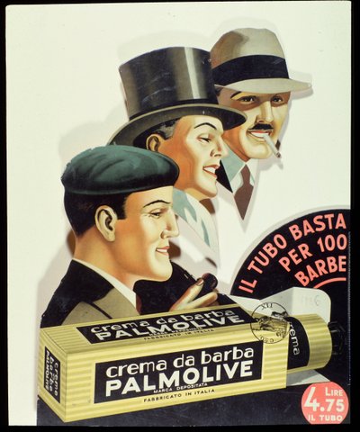 Reclameposter voor het scheerschuim Palmolive 1936 door Anonymous Anonymous