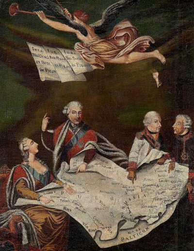 Allegorie van de verdeling van Polen tussen Catharina II van Rusland, Stanislaus II Augustus door Anonymous Anonymous