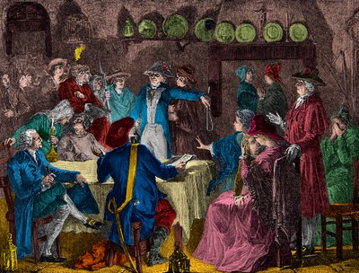 Arrestatie van koning Lodewijk XVI en de koninklijke familie in Varennes in 1791 (gravure) - privécollectie door Anonymous Anonymous