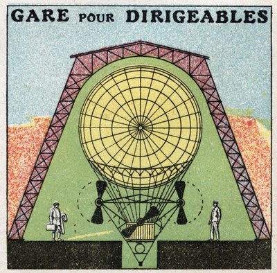 Ballonnen: station voor luchtschepen. Anonieme illustratie uit 1925. Privécollectie. door Anonymous Anonymous