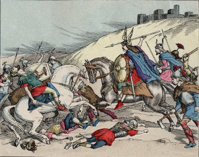 Slag bij Gergovia - Vercingetorix bij de Slag bij Gergovia (52 v.Chr.) tijdens de Gallische Oorlog door Anonymous Anonymous